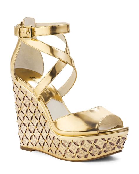 all gold michael kors shoes|Michael Kors gold wedges.